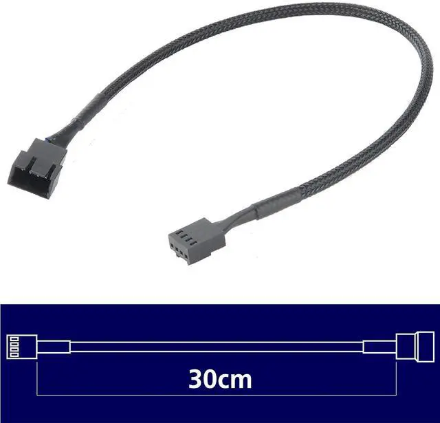 Alt view image 7 of 7 - Akasa PWM Fan Extension Cable | 4-pin Male to Female Connectors | Compatible with PWM and 3-pin Fan | for Computer Cooling Fans and PC Case Fans | 30cm | AK-CBFA01-30