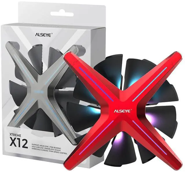 Alt view image 7 of 7 - ALSEYE X12 Case Fan ARGB PWM Computer Air Cooling Fan - High Performance Silent Operation 120mm RGB CPU Cooling (Red, Standard Blade)