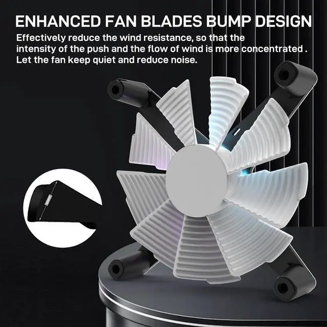 Alt view image 5 of 7 - ALSEYE X12 Case Fan ARGB PWM Computer Air Cooling Fan - High Performance Silent Operation 120mm RGB CPU Cooling (White, Standard Blade)