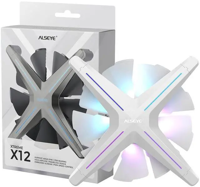 Alt view image 6 of 7 - ALSEYE X12 Case Fan ARGB PWM Computer Air Cooling Fan - High Performance Silent Operation 120mm RGB CPU Cooling (White, Standard Blade)