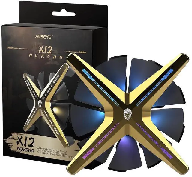 Alt view image 6 of 7 - ALSEYE X12 Case Fan ARGB PWM Computer Air Cooling Fan - High Performance Silent Operation 120mm RGB CPU Cooling (Golden, Standard Blade)