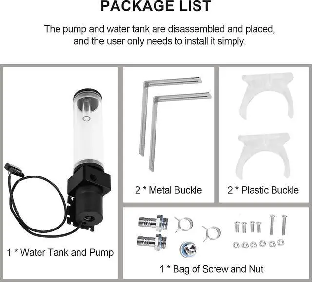 Alt view image 5 of 6 - DIY PC Water Cooling System Water Pump, Acrylic Computer LED Water Cooling Tank Cylinder Reservoir 19W Pump G1/4 for PC CPU Liquid Cooling(160mm)