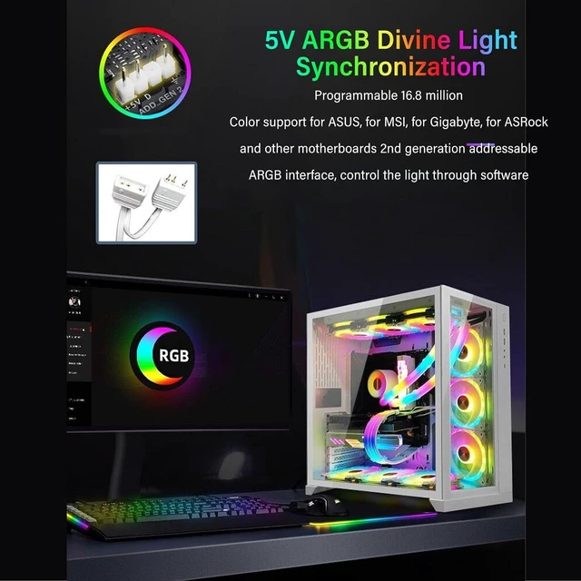 Alt view image 2 of 7 - 2pcs ARGB Water Cooling Tube, 345 * 19mm Programmable 360° Panoramic DIY Flexible Light Bar, Desktop Case ARGB Glow Water Cooling Tube for Desktop Computer Case.
