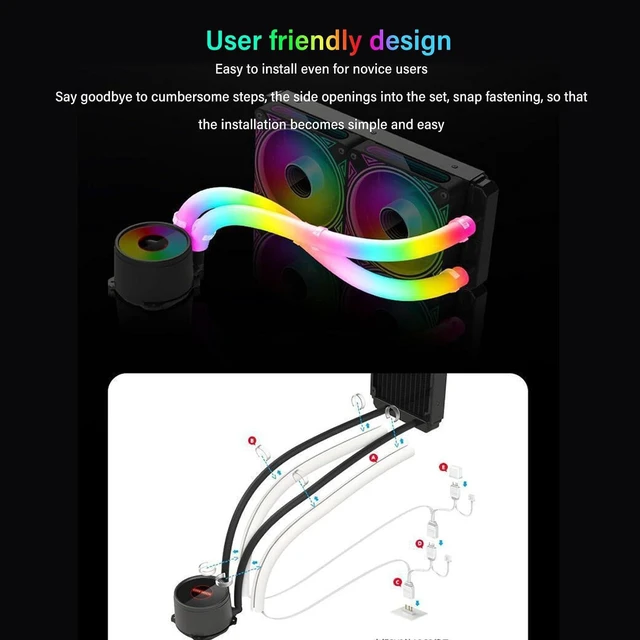 Alt view image 3 of 7 - 2pcs ARGB Water Cooling Tube, 345 * 19mm Programmable 360° Panoramic DIY Flexible Light Bar, Desktop Case ARGB Glow Water Cooling Tube for Desktop Computer Case.