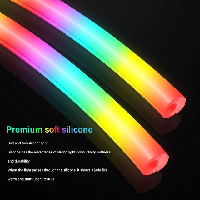 Alt view image 6 of 7 - 2pcs ARGB Water Cooling Tube, 345 * 19mm Programmable 360° Panoramic DIY Flexible Light Bar, Desktop Case ARGB Glow Water Cooling Tube for Desktop Computer Case.