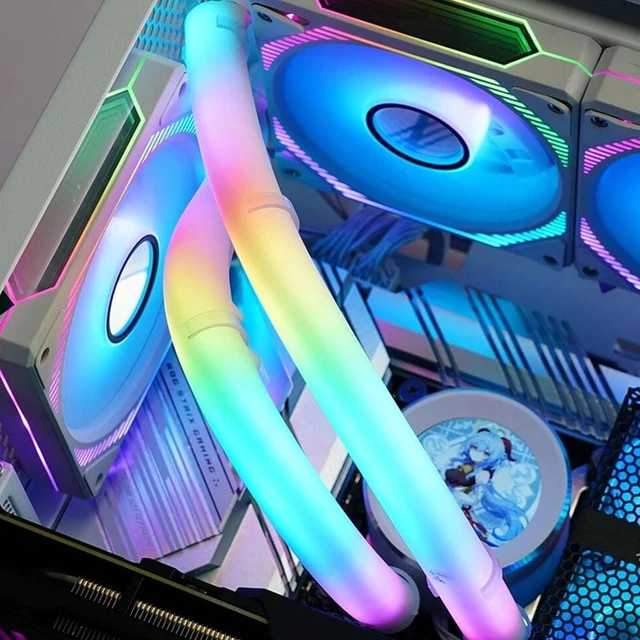 Alt view image 7 of 7 - 2pcs ARGB Water Cooling Tube, 345 * 19mm Programmable 360° Panoramic DIY Flexible Light Bar, Desktop Case ARGB Glow Water Cooling Tube for Desktop Computer Case.