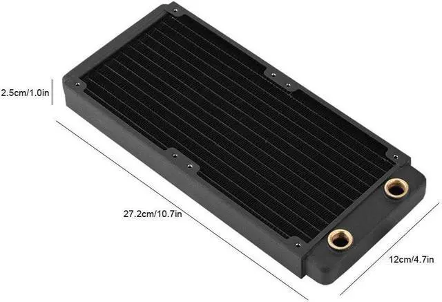 Alt view image 6 of 7 - Copper Radiator UPC Water Cool System, 120mm/240mm/360mm/480mm Heat Sink, G1/4 Thread Noiseless Computer Cooling Liquid Heat Exchanger, Fast Heat Dissipation Row Pipe (240mm)