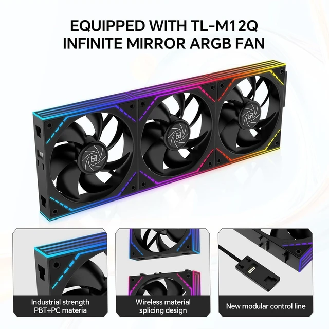 Alt view image 2 of 7 - FW360 SE ARGB V2 360mm AIO Liquid CPU Cooler, 2" LCD Screen, 3 x TL-M12Q 120mm ARGB PWM Daisy-Chain Fans, 3000RPM Pump, for AMD AM5/AM4 & Intel LGA1851/1700