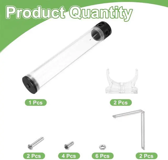 Alt view image 3 of 6 - MECCANIXITY Water Cooling Tank G1/4 Thread 50mm x 300mm Cylinder Heat Exchanger Water Cooling Reservoir Radiator Heat Sink 1 in 3 Out for PC Computer CPU