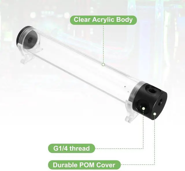 Alt view image 4 of 6 - MECCANIXITY Water Cooling Tank G1/4 Thread 50mm x 300mm Cylinder Heat Exchanger Water Cooling Reservoir Radiator Heat Sink 1 in 3 Out for PC Computer CPU