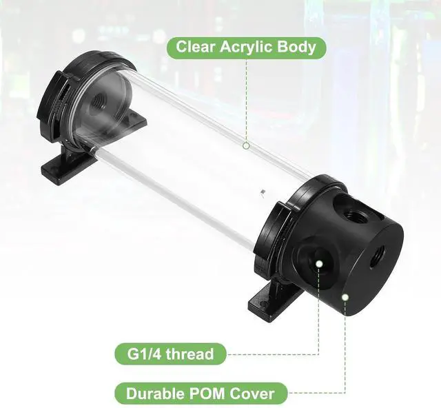 Alt view image 4 of 6 - MECCANIXITY Water Cooling Tank G1/4 Thread 50mm x 190mm Cylinder Heat Exchanger Water Cooling Reservoir Radiator Kit 1 in 3 Out for PC Computer CPU
