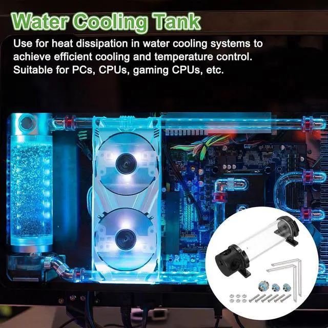 Alt view image 5 of 6 - MECCANIXITY Water Cooling Tank G1/4 Thread 50mm x 190mm Cylinder Heat Exchanger Water Cooling Reservoir Radiator Kit 1 in 3 Out for PC Computer CPU