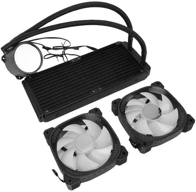 Alt view image 2 of 7 - 240mm ARGB Liquid CPU Cooler, AIO Liquid Cooler, 2.2 Inch LCD Screen with Temperature Display & PWM Fans, Ideal for LGA1851, 1700, 1200, 115X, AM5 & AM4 (Black)
