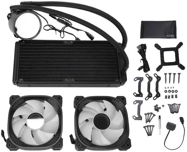 Alt view image 6 of 7 - 240mm ARGB Liquid CPU Cooler, AIO Liquid Cooler, 2.2 Inch LCD Screen with Temperature Display & PWM Fans, Ideal for LGA1851, 1700, 1200, 115X, AM5 & AM4 (Black)