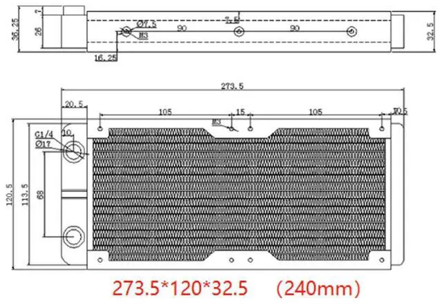 Alt view image 5 of 7 - Aluminum Radiator Heat Sink, Water Cooling Radiator Liquid Heat Exchanger, White Computer Liquid Cooler with G1/4 Port for PC 3D Printer LED Beauty Equipment (240mm)