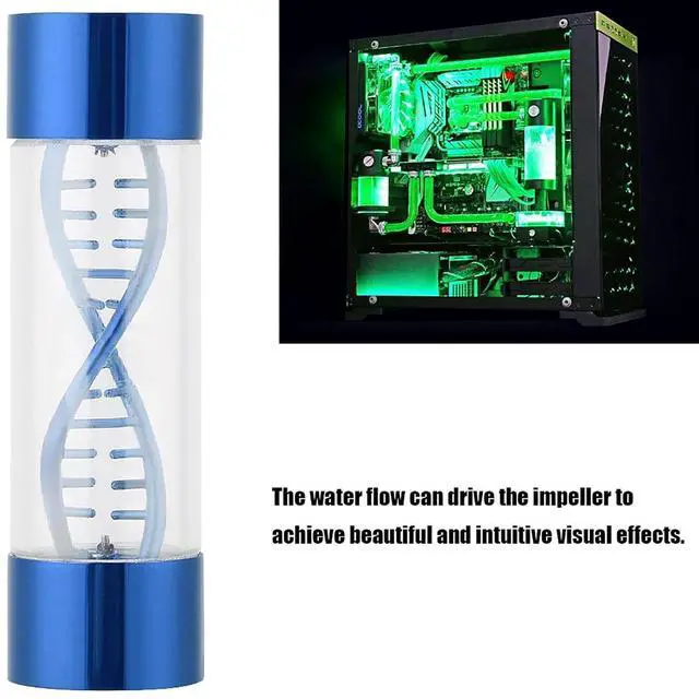 Alt view image 2 of 7 - Water Meter Spiral G1 4 Female Thread for Computer Water Cooling, 304 Stainless Steel Ceramic Bearing, 6 Colors Available, 80mm Length (Blue)