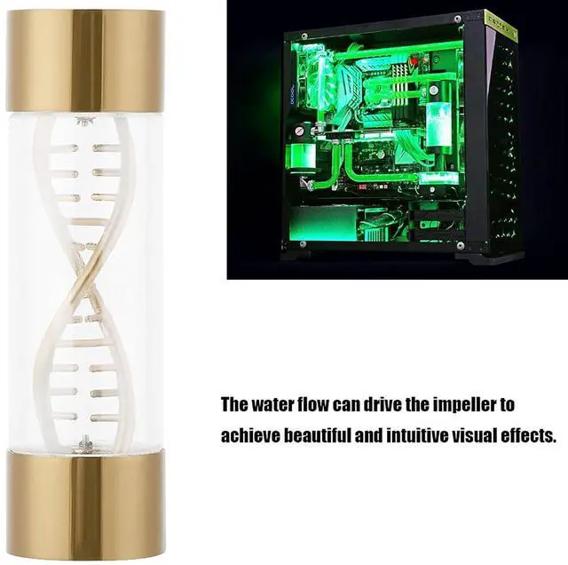 Alt view image 4 of 7 - Water Flow Meter with G1/4 Female Thread, Spiral Water Cooling Flow Meter, 304 Stainless Steel Body and Ceramic Bearings, Multi Color Visual Indicator for PC Liquid (Gold)