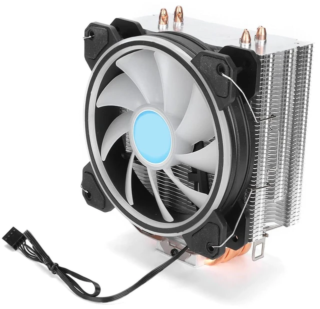Alt view image 3 of 7 - CPU Cooler Heat Sink Processor Cooler 4 Heat Pipes Flat Copper Bottom Press Fin Heatsink PWM RGB Fan Low Noise for LGA1366 1156 1155 775 FM1 AM3+ AM3 AM2+ AM2