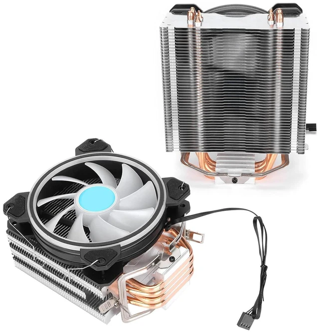 Alt view image 4 of 7 - CPU Cooler Heat Sink Processor Cooler 4 Heat Pipes Flat Copper Bottom Press Fin Heatsink PWM RGB Fan Low Noise for LGA1366 1156 1155 775 FM1 AM3+ AM3 AM2+ AM2
