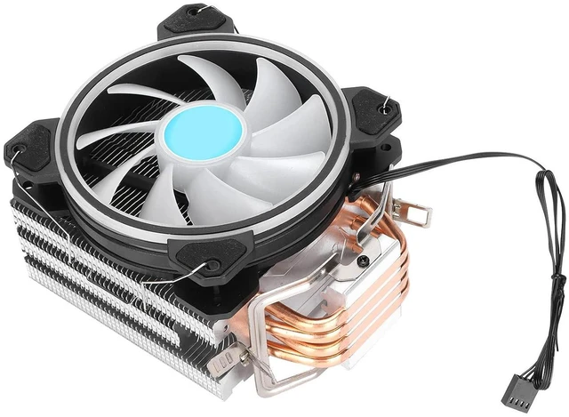 Alt view image 2 of 7 - CPU Cooler Heat Sink Processor Cooler 4 Heat Pipes Flat Copper Bottom Press Fin Heatsink PWM RGB Fan Low Noise for LGA1366 1156 1155 775 FM1 AM3+ AM3 AM2+ AM2