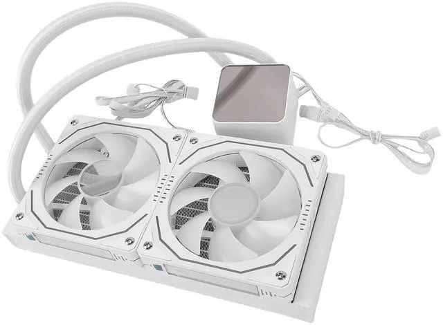 Alt view image 6 of 7 - AIO CPU Liquid Cooler ARGB Dual Fan PC Water Cooler 240 mm Cooler for AM4 AM5 AM3+ Close-Loop Liquid Cooler for Gamers (White)