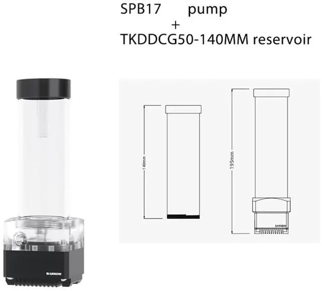 Alt view image 2 of 5 - 1pcs 17W RGB Pump/Reservoir Comb DDC PWM Pump+195mm 245mm/295mm Reservoir for Water Cooling System Temperature Sensor Black(Black 195mm Length)
