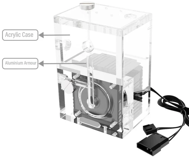 Alt view image 3 of 7 - FILFEEL PC Pump Reservoir Combo Integrated Centrifugal Cooling Pump & 150ml Acrylic with Aluminum Armor, 650LH & 3.5m, Dual 4P/4Pin PWM Support for Custom PC Liquid Cooling Builds