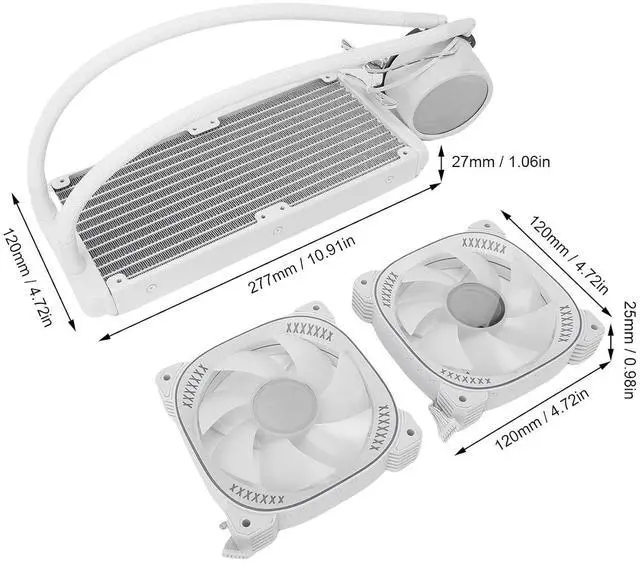 Alt view image 7 of 7 - Generic ARGB CPU Aio Liquid Cooler, PC Specification Water Cooler System, 2.2" IPS LCD Screen with 240mm Radiator, for AM4 AM5 LGA 1700 1851, Wireless Splicing Fans (White)