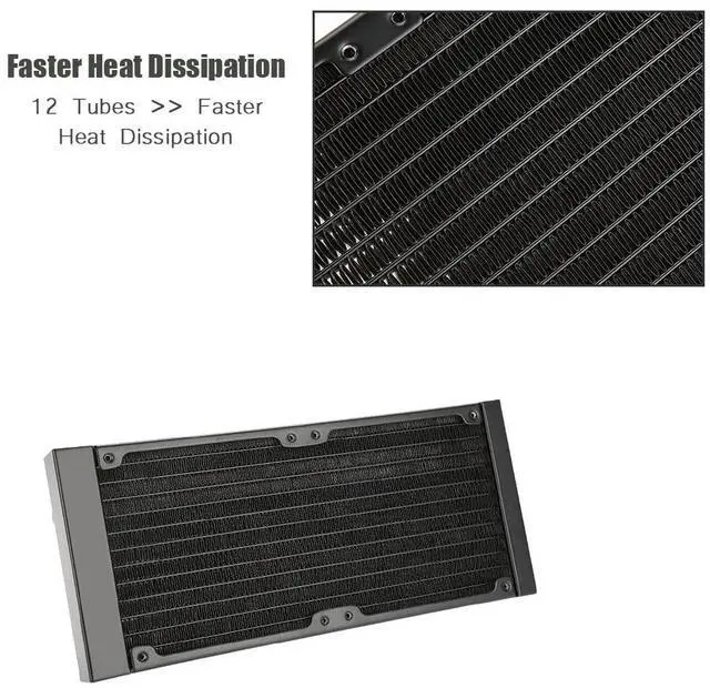 Alt view image 5 of 7 - 12 - Tube PC Heat Exchanger, Computer Water Cooling System, Fast Heat Dissipation Copper CPU Cooler with Built - in Water Separator for Desktop PCs and Industrial (240mm)