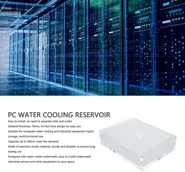 Alt view image 2 of 7 - Computer Water Cooling Reservoir Rectangle Transparent Acrylic PC Water Cooling with G1/4 Thread for Computer Water Cooling and Industrial Equipment Liquid Storage 152x119x40mm