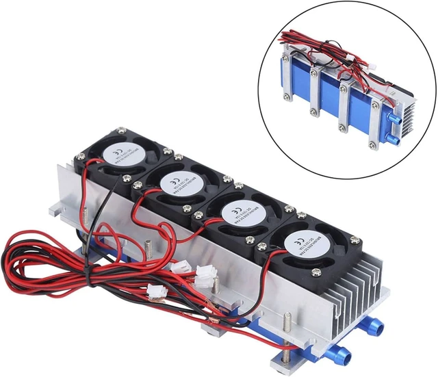 Alt view image 2 of 7 - 12V 288W Peltier Thermoelectric Cooler, 4-Chip Water Cooling System for 20L Space, Low Noise Semiconductor Refrigerator with Aluminum Heatsink