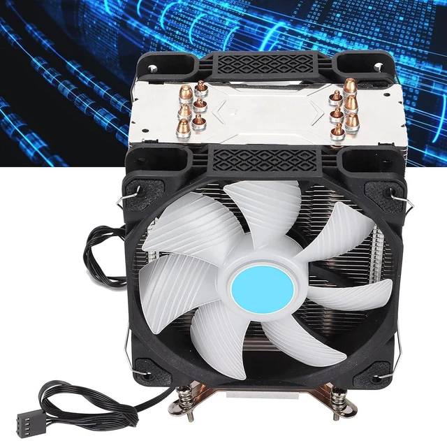 Alt view image 7 of 7 - CPU Cooler Efficient Fast Heat Dissipation Six Heat Pipes Dual Fans Sink for Desktop Computers ABSAluminumBrass