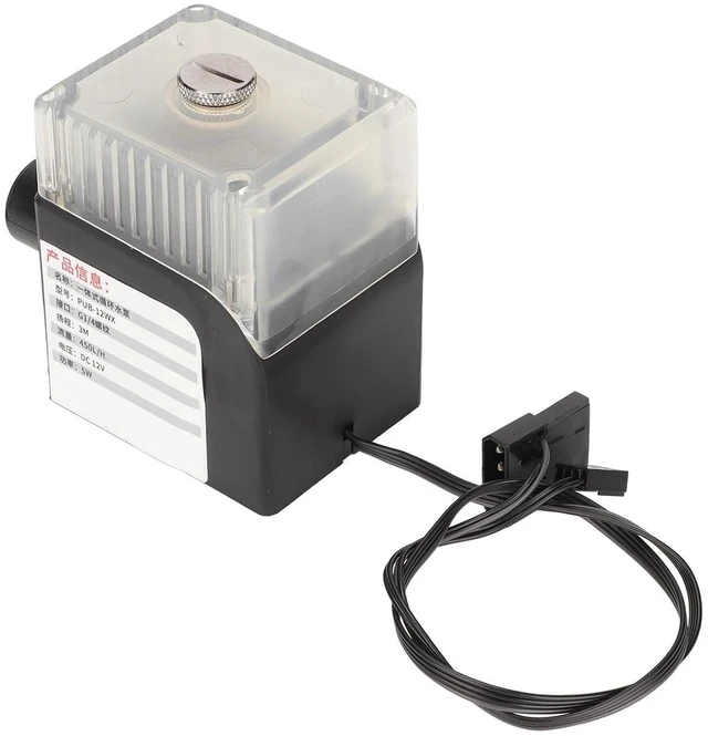 Alt view image 7 of 7 - Cryfokt Water Cooling Pump Tank Ultra Quiet G1/4 Thread 12V 4pin Connector Temperature Display for Computer Water Pump Users (Black)