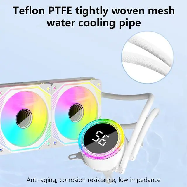 Alt view image 4 of 7 - ARGB CPU Water Coolers Radiator PWM Adjustable Temperature Fan Liquid Cooling Fan for Desktop Coolers