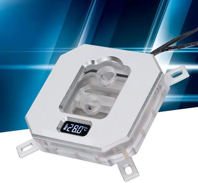 Alt view image 4 of 7 - Sturdy Acrylic Brass Copper CPU Water Cooling Head RGB Lighting Heat Dissipation 115X/2011/2066 (Silver)
