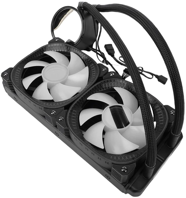 Alt view image 5 of 7 - Fabater CPU Cooler, 240mm Radiator, 2.2 Inch LCD Display, ARGB Light Sync, Extensive Socket Compatibility, AIO Cooler, Liquid CPU with Dual 1800 RPM PWM Fans for AM5 AM4 LGA1851 (Black)
