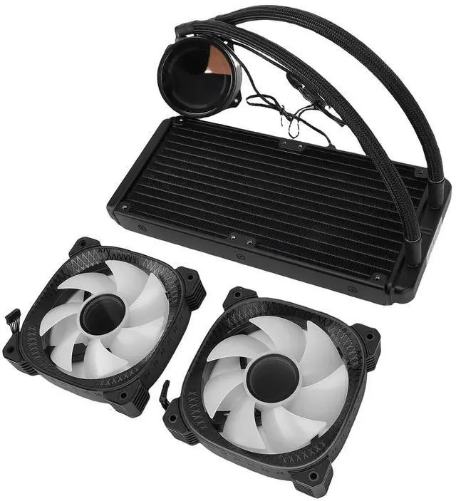 Alt view image 7 of 7 - 240mm ARGB Liquid CPU Cooler, AIO Liquid Cooler, 2.2 Inch LCD Screen with Temperature Display & PWM Fans, Ideal for LGA1851, 1700, 1200, 115X, AM5 & AM4 (Black)