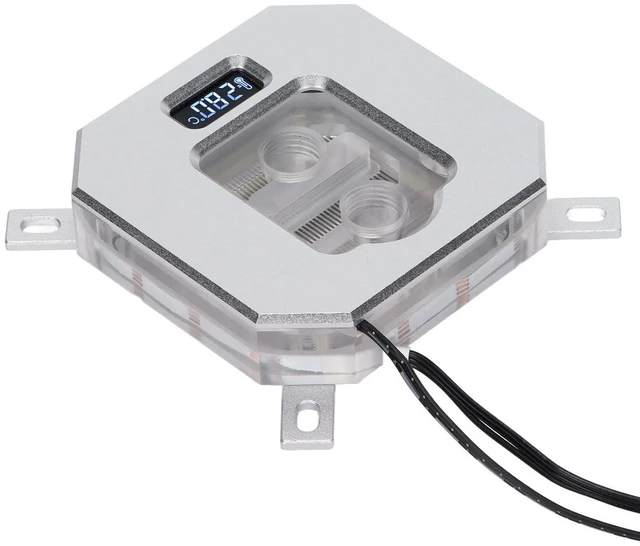 Alt view image 7 of 7 - Computer CPU Water Cooling Block Brass Copper Acrylic RGB Lighting Temperature Display for Intuitive Monitoring 115X/2011/2066 (Silver)