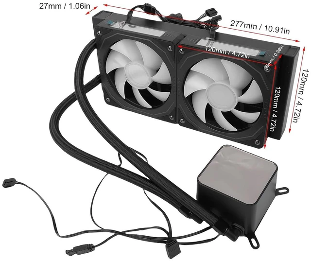 Alt view image 7 of 7 - Generic 240 Liquid CPU Cooler Efficient Close Loop AIO CPU Liquid Cooler with ARGB Lighting Sync for AM5 AM4 Socket (Black)