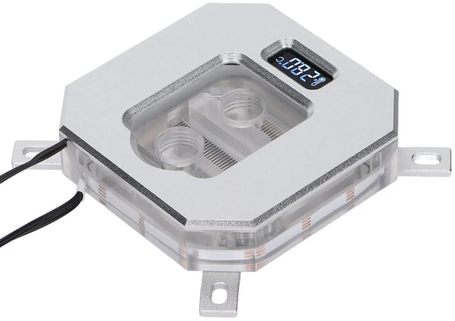 Alt view image 2 of 7 - Computer CPU Water Cooling Block Brass Copper Acrylic RGB Lighting Temperature Display for Intuitive Monitoring 115X/2011/2066 (Silver)