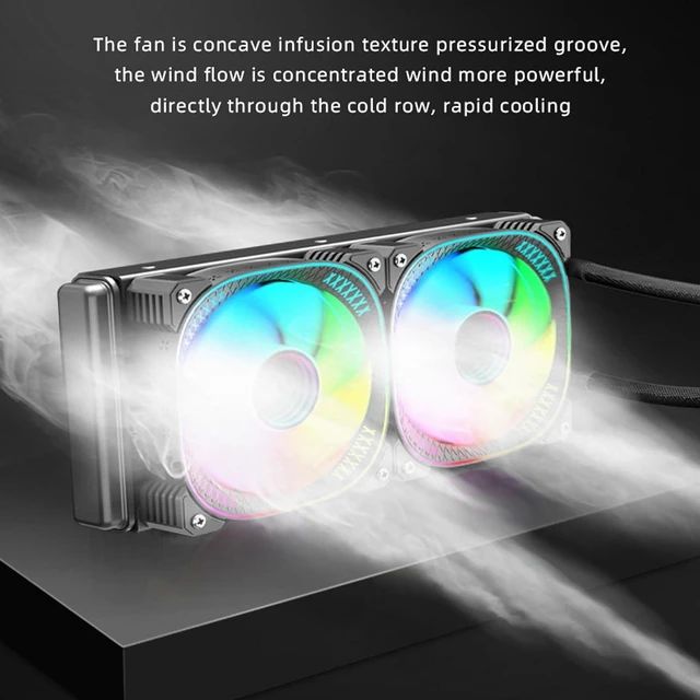 Alt view image 5 of 7 - CPU Cooler, 240mm Liquid AIO Cooler with 2.2 Inch LCD Display and ARGB Lighting, Dual PWM Fans for LGA1851 1700 1200 115X 1366 2011 2066 AM5 AM4 AM3 AM3+ AM2 FM2 FM2+ (Black)