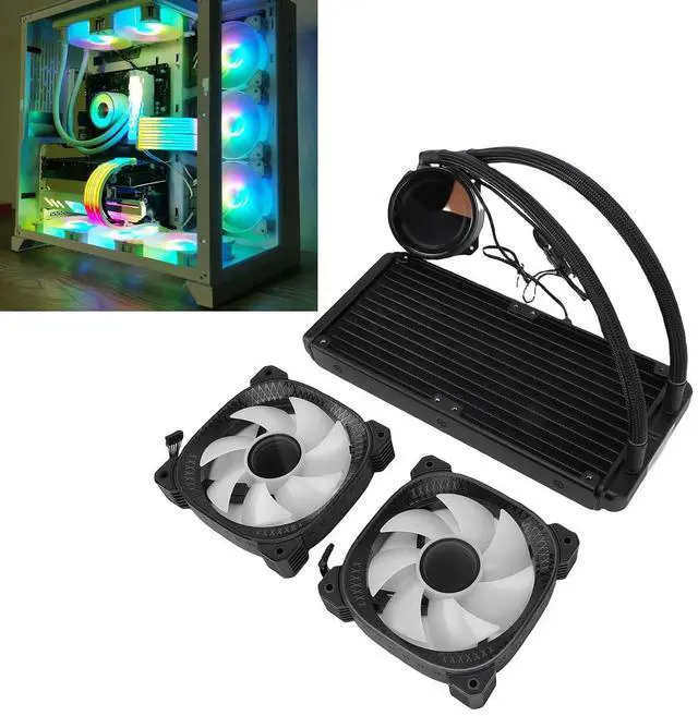 Alt view image 3 of 7 - Generic ARGB Liquid CPU Cooler Efficient Cooling 2.2 Inch LCD Display Close Loop AIO Cooler for AM4 AM5 240mm Radiator (Black)