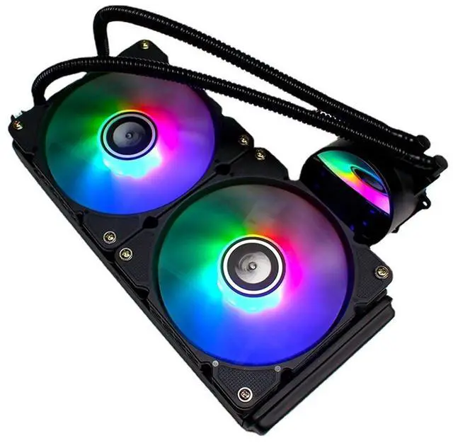 Alt view image 4 of 7 - ARGB Dual PWM 240mm High Efficiency CPU Liquid Cooler for Gaming PC 115X 1200