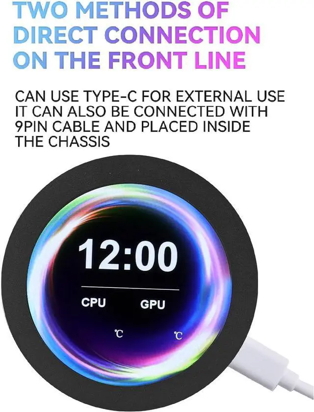 Alt view image 2 of 7 - Dpofirs 2.1" Aluminum Alloy AIO Display Screen Upgrade Kit with IPS LCD Display for Real Time CPU Temperature Monitoring and Customized for PC Enthusiasts