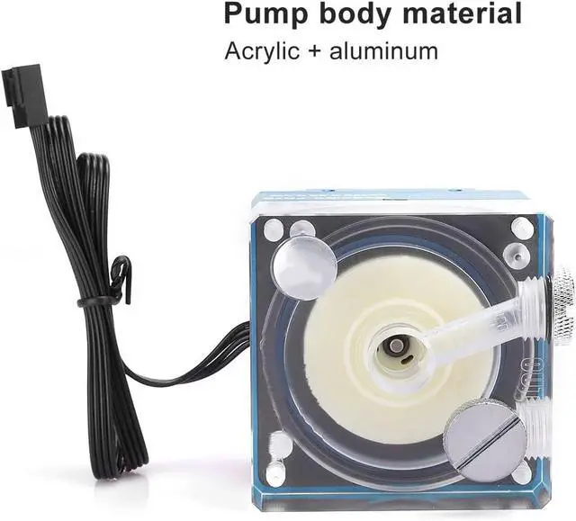 Alt view image 2 of 7 - Water Cooling Pump UltraQuiet Acrylic Aluminum Heat Sink for PWM Speed Control, Black Computer Accessory for Water Cooling System (Blue)