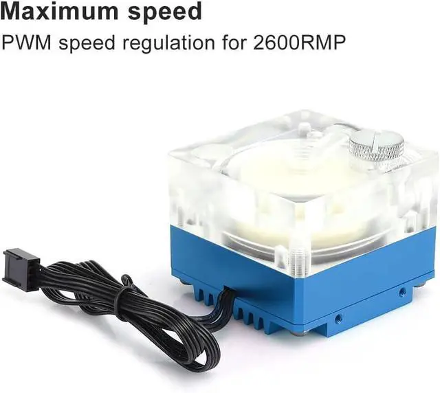 Alt view image 4 of 7 - Water Cooling Pump UltraQuiet Acrylic Aluminum Heat Sink for PWM Speed Control, Black Computer Accessory for Water Cooling System (Blue)
