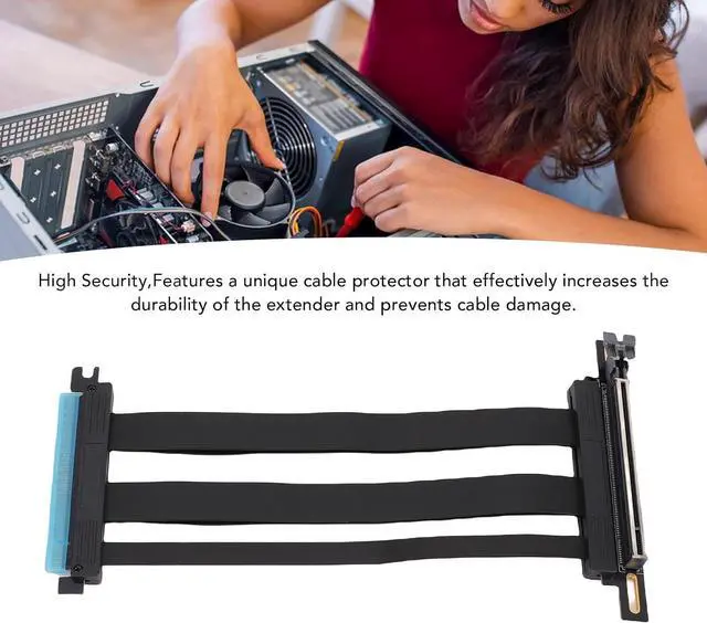 Alt view image 5 of 7 - PCIe 5.0 X16 GPU Extension Cable Efficient Riser Cable 128 Gbps for Water Cooling Systems for Extreme Games PC ABS Case 1 Pcs (20 cm)