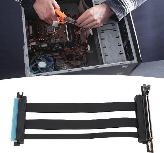 Alt view image 4 of 7 - PCIe 5.0 X16 GPU Extension Cable Efficient Riser Cable 128 Gbps for Water Cooling Systems for Extreme Games PC ABS Case 1 Pcs (20 cm)