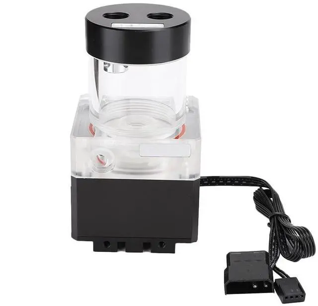 Alt view image 7 of 7 - Computer WaterCooled Silent Pump with 800L/H Rate and 4 Meters Head for Efficient Heat Dissipation, for PC Water Cooling Enthusiasts, Aluminum Anode + PMMA + POM, Black/Silver (Black)