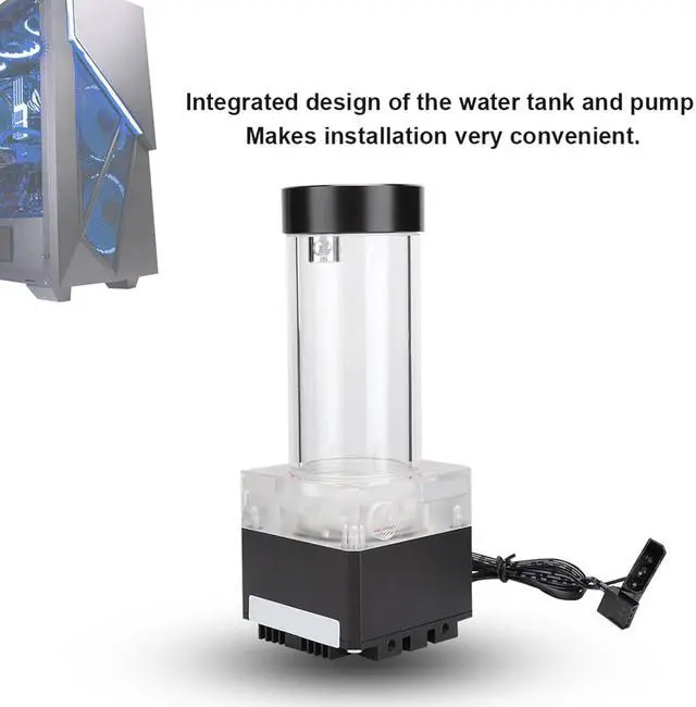 Alt view image 6 of 7 - Gearwell Water Pump, PC Liquid Cooling Pump Reservoir, FS6PD-17 Aluminium Anode Computer Cooler with PMMA POM Design, Integrated PC Water Cooling Pump System for Desktop PC (Black)